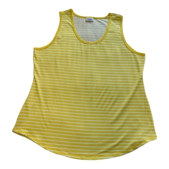 LuLaRoe Yellow & White Striped Tank Top - Size Large - Picture 1 of 6